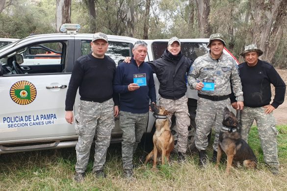 Policía y Bomberos lograron certificación nacional en búsqueda con canes